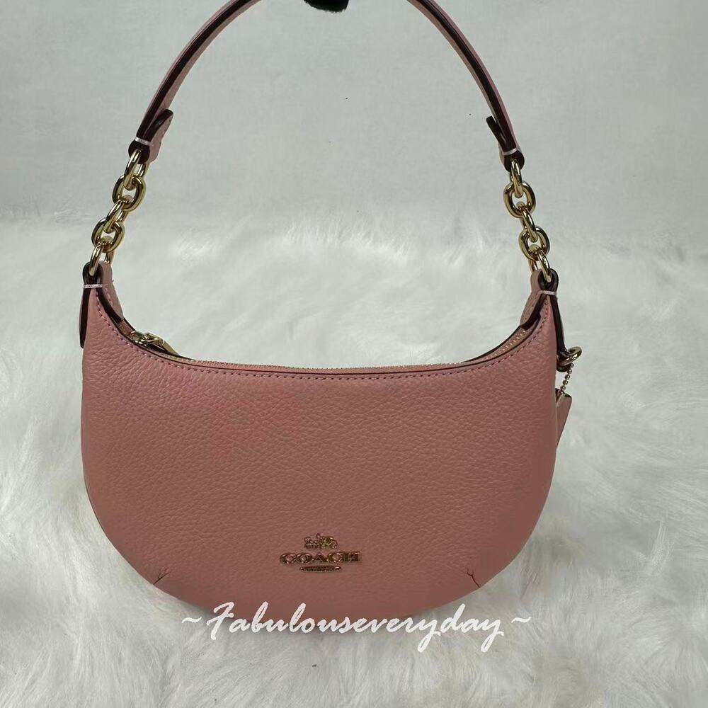 Coach Mini Payton Bag In Pebbled Leather/Gold/Pink Petal CEL08 NWT